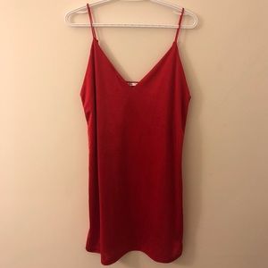 Zara Red Silk Satin Slip Dress